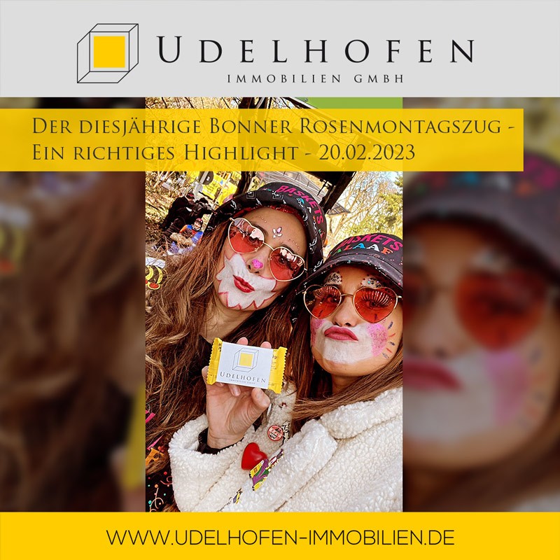 Zwei kostümierte Frauen beim Bonner Rosenmontagszug, 2023.